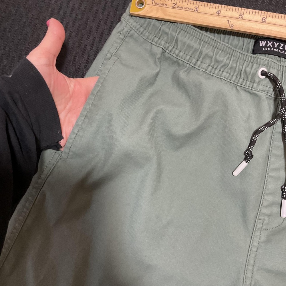 WXYZ Shorts Mens Medium Green Drawstring Elastic Waist Lined Beach Summer - Picture 8 of 11